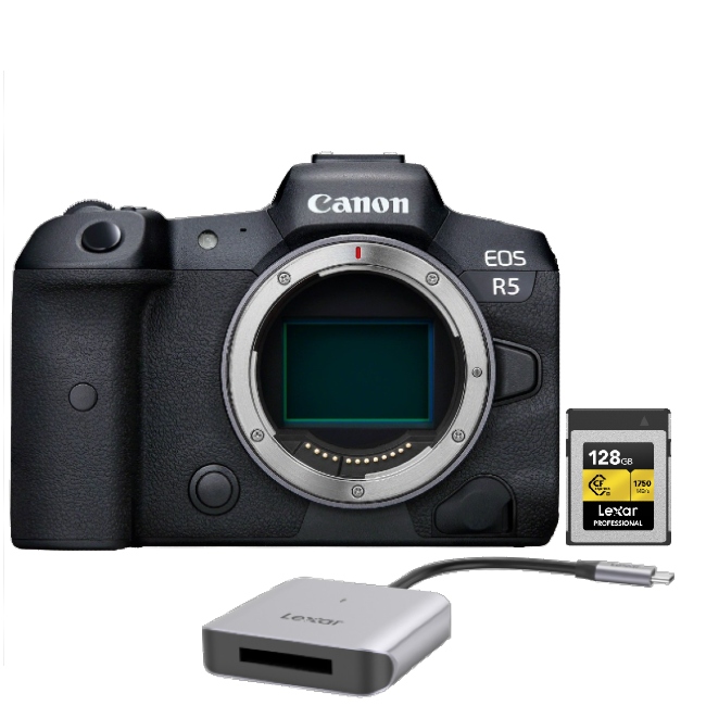 Canon EOS R5 + Lexar CFexpress PRO Type B Gold series 128GB + USB-C Reader RW510