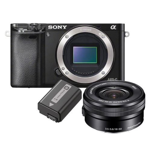 Onderdrukker gevoeligheid duif Sony A6000 zwart + 16-50mm Powerzoom + Accu - Kamera Express