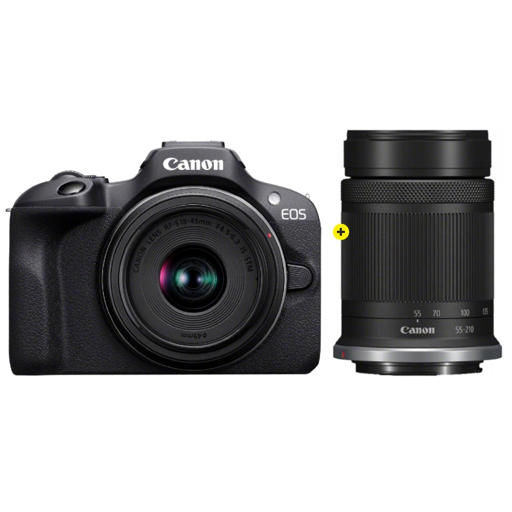 Canon EOS R100 SCHWARZ + 55-210mm Kamera RF-S IS - RF-S STM IS Express + 18-45 STM F/5-7.1