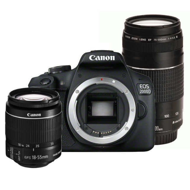 Kamera-Express Canon EOS 2000D + 18-55mm IS II + 75-300mm III aanbieding