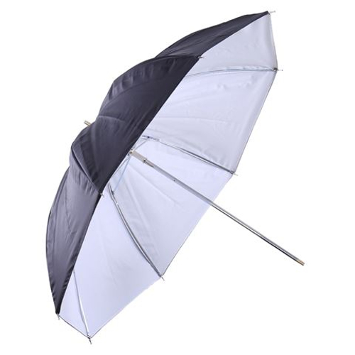 Westcott 152cm/60 Inch Opvouwbare paraplu Optical White Satin met verwijderbare Black Cover