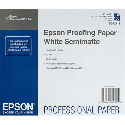 lavendel Reusachtig Rode datum Epson S042118 Proofing Paper White Semimatte A3+ 100 vel - Kamera Express