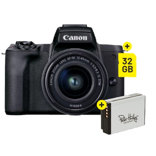 Canon EOS M50 Mark II zwart + 15-45mm IS STM Special Edition (inc extra battery & 32GB SD)