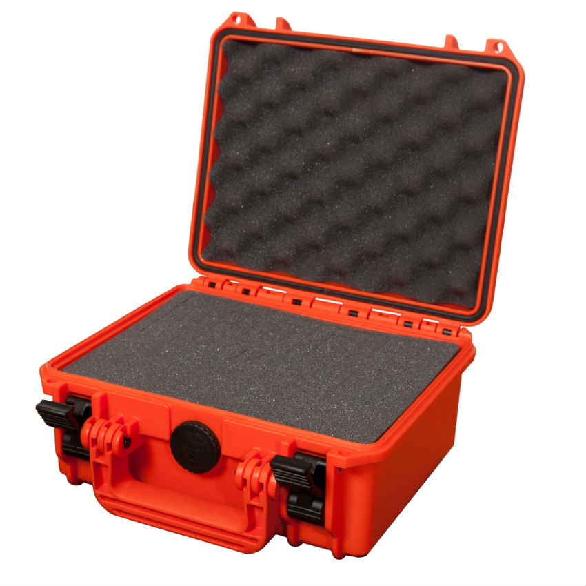 MAX235H105S Waterdichte koffer oranje met plukfoam binnenmaten 23,5 x 18,0 x 10,6 cm
