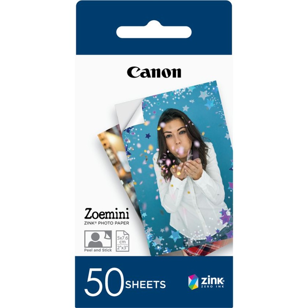 Canon Zink Sticky-Backed Photo Paper, 50 Sheets, 2 x 3 each, for Canon  Zoemini Photo