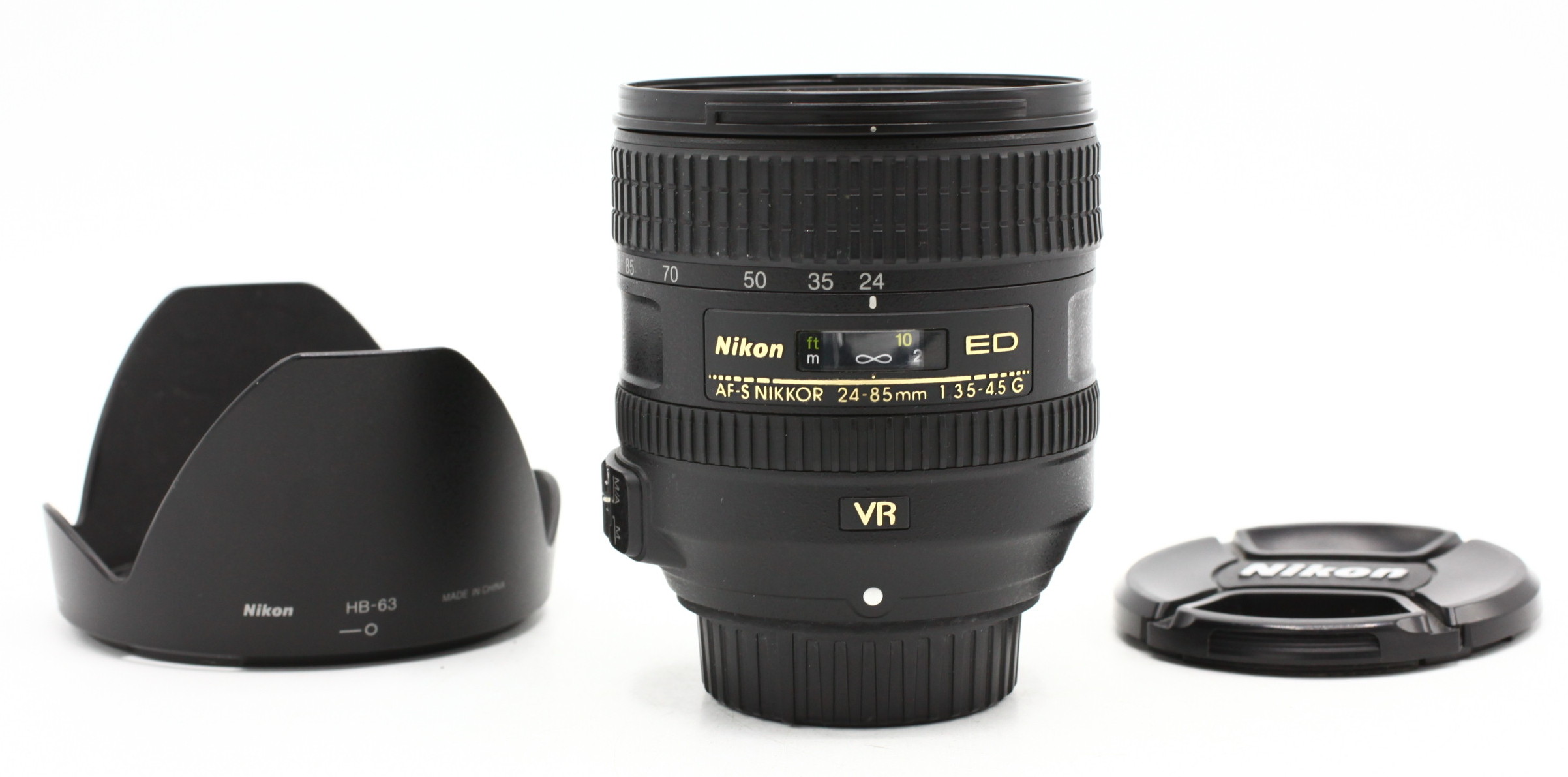 Occ- Nikon AF-S 24-85mm F/3.5-4.5G ED VR + HB-63 zonnekap SN