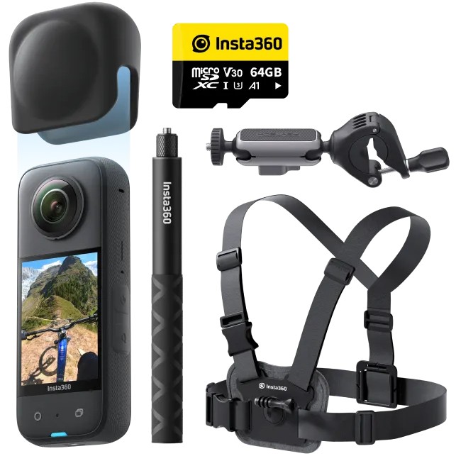 Insta360 X3 Fiets ComboX3 + Bike Accessory Bundle + 64G SD Card + 114CM Selfie Stick