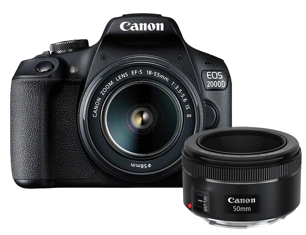 Kamera-Express Canon EOS 2000D + 18-55mm IS II + 50mm F/1.8 STM aanbieding