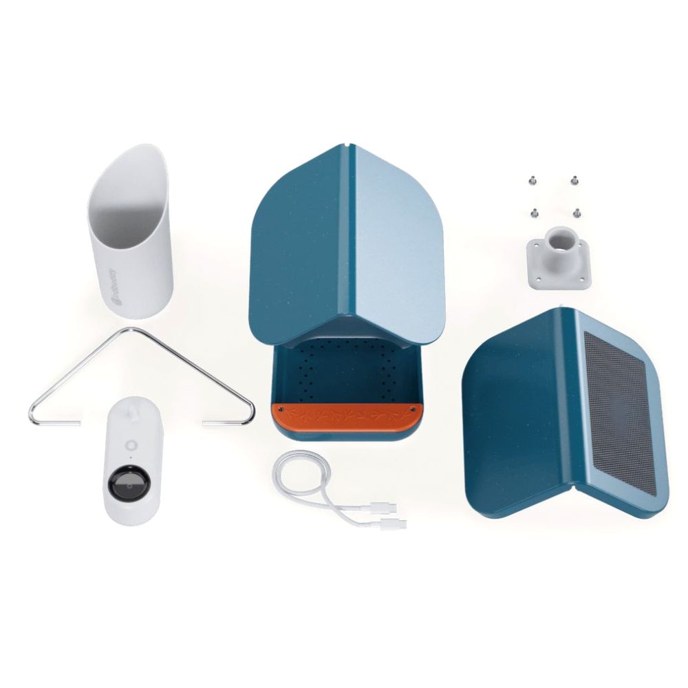 Birdkiss Mangiatoia Intelligente Per Uccelli Con Fotocamera – WiFi, Pannello Solare, Riconoscimento AI, Visione Notturna, Design A Prova Di Scoiattolo, Per Esterno