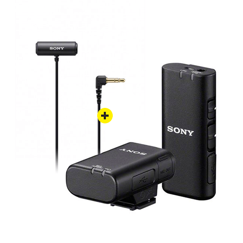 Sony Multi-interface Shoe Compatible Wireless Microphone met Compact Stereo Lavalier microphone kit