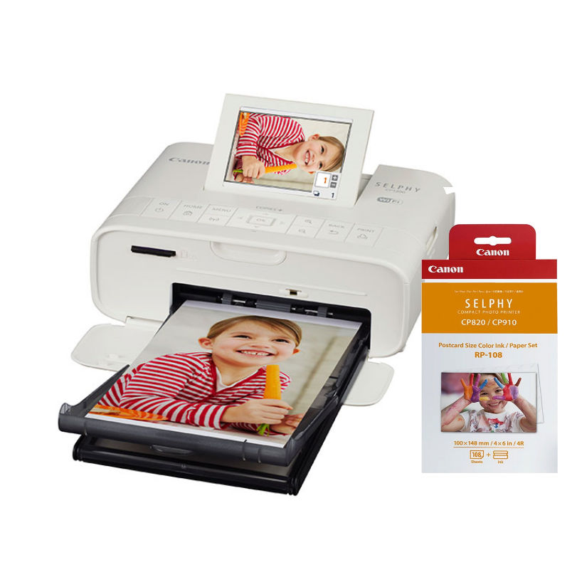 Canon SELPHY CP1300 White + RP-108 Ink and Paper Set - Kamera Express